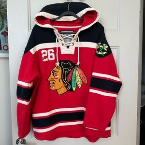 Chicago Blackhawks Old Time Hockey NHL Jersey Hoodie.  Sz L